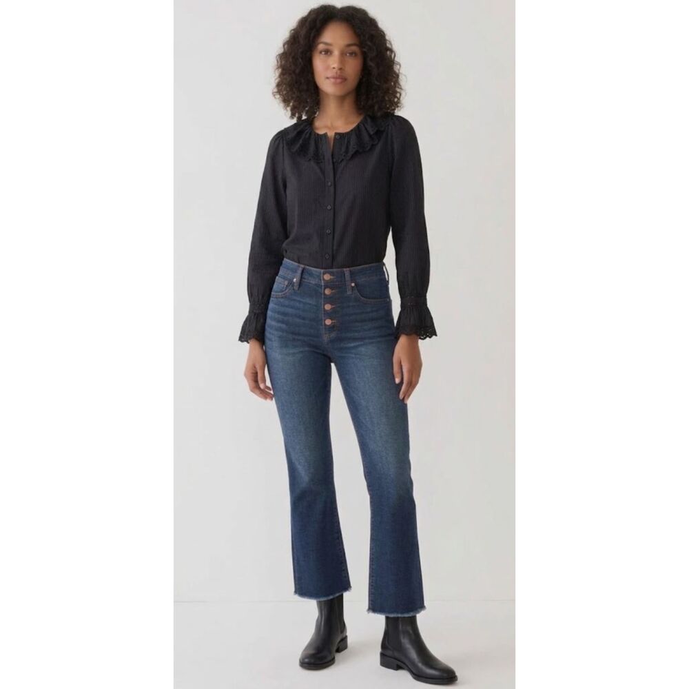 J. Crew Billie Demi Boot Crop Jean Exposed Button Fly Raw Hem Women's Size 29